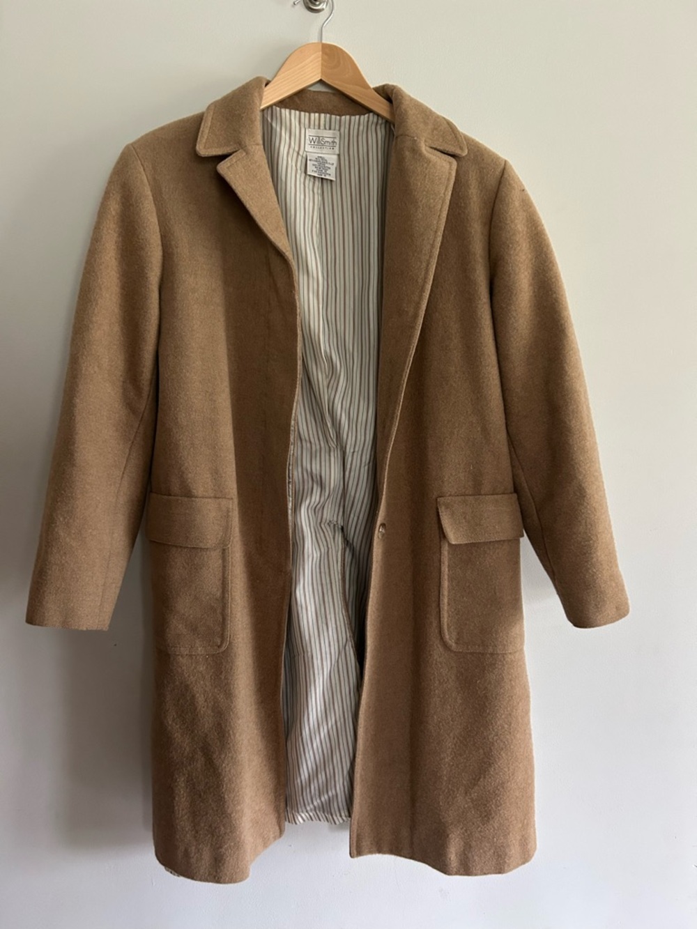 Willi Smith women’s Camel Wool Pea Coat in Tan